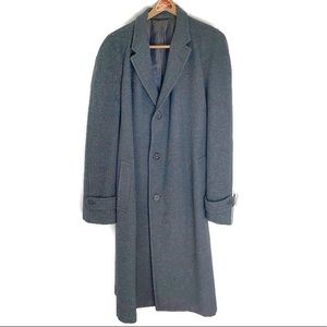 Vintage Harris Tweed Wool Over Coat Topcoat Long Grey Blue 1960s Heavy XXL 48R